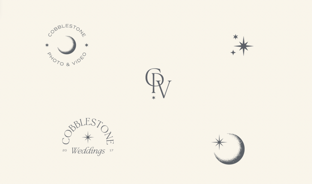 Set of Cobblestone Weddings brand assets.
